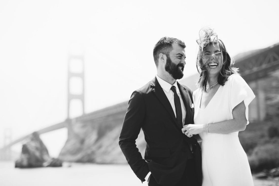 Cavallo Point Golden Gate Bridge Wedding Portrait
