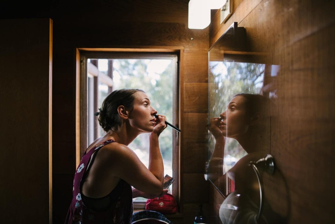 Bolinas bride getting ready