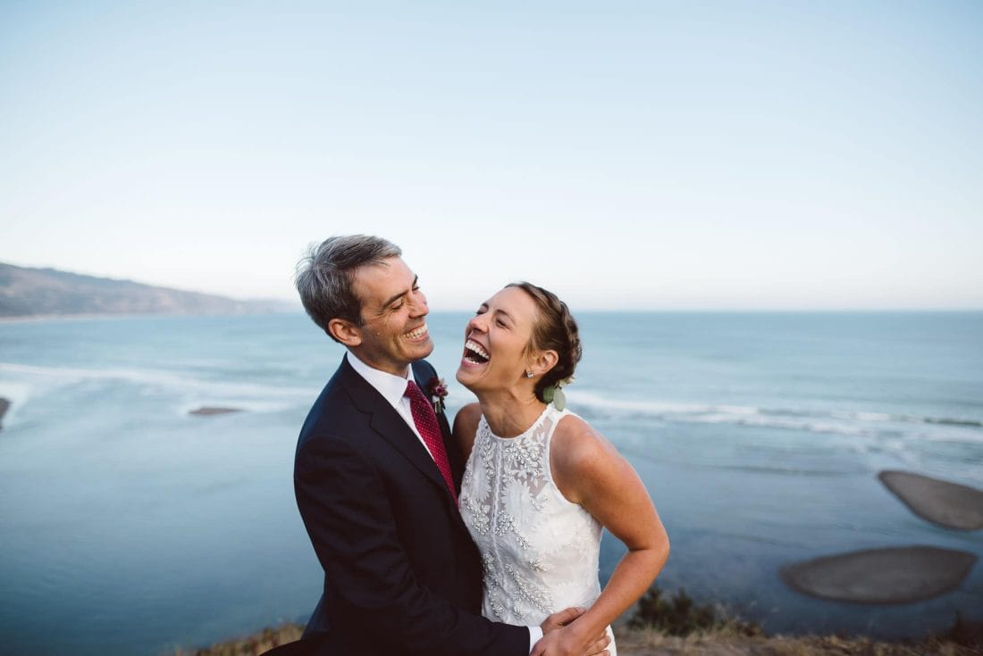 Bolinas wedding portrait overlooking the ocean