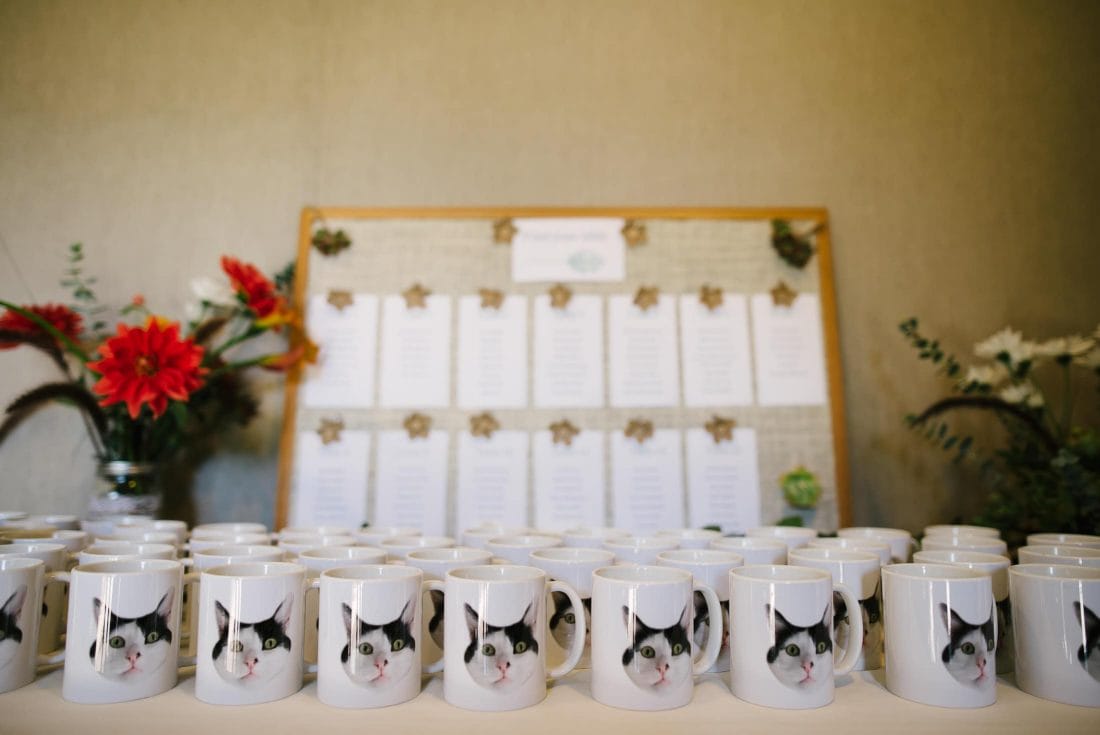 Amazing cat mugs at Brazil Room Wedding