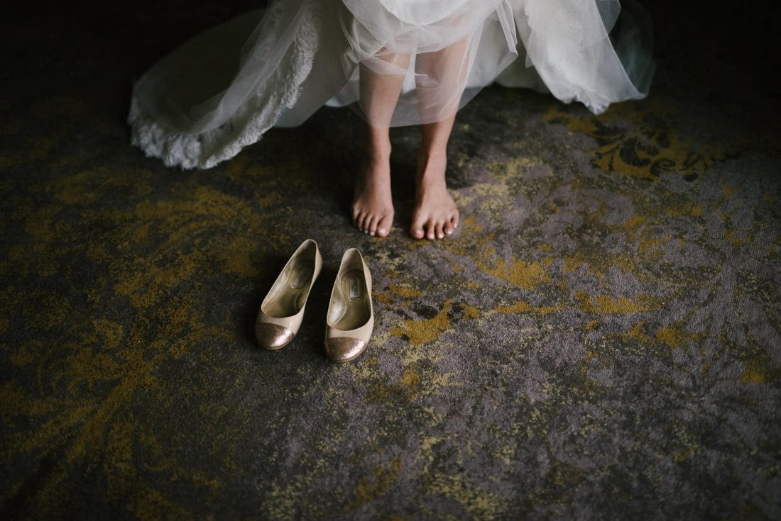 Feet and comfortable wedding shoes