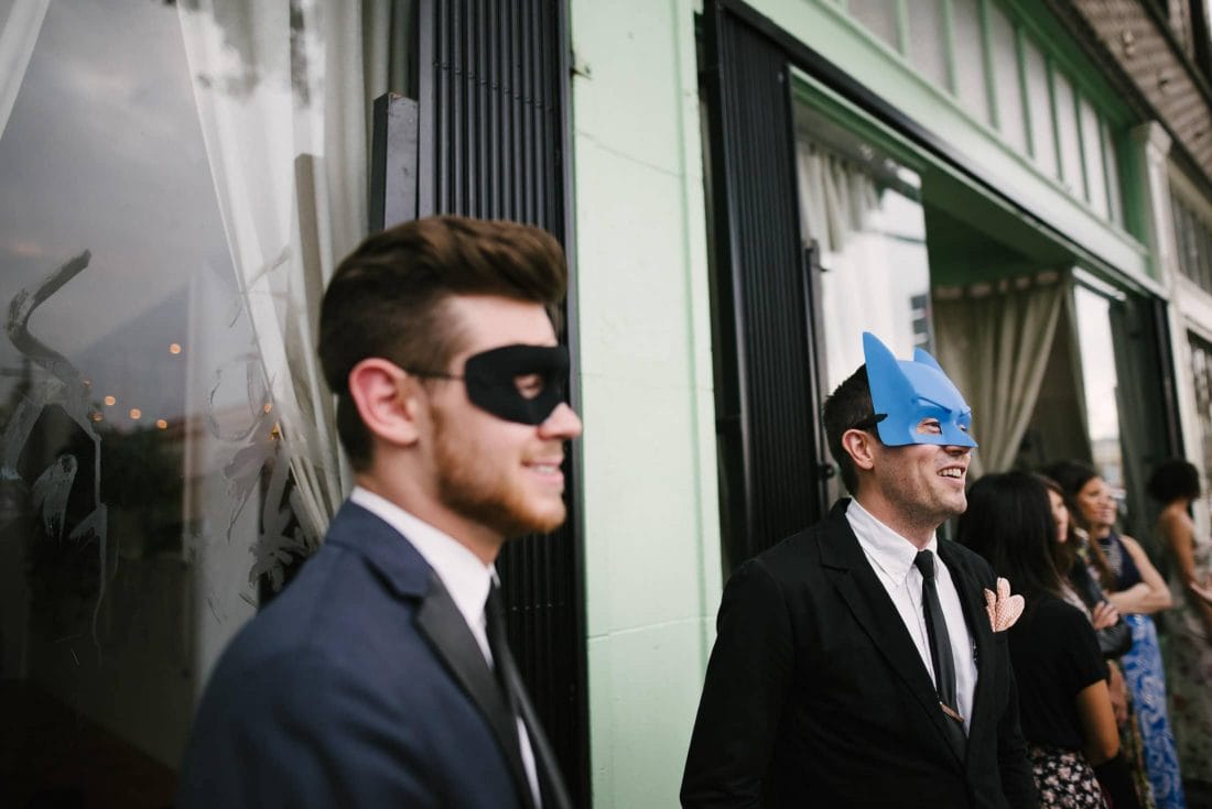 Masked guests at LA Wedding Reception