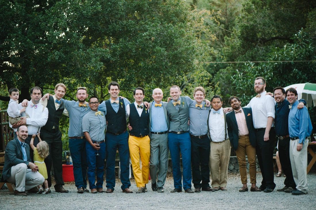fun groom's men at wedding at oakland nature friends