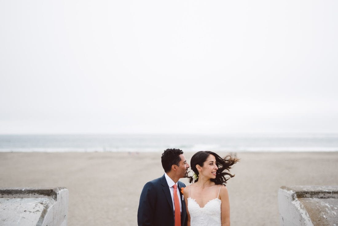 Couple at Ocean Beach wedding