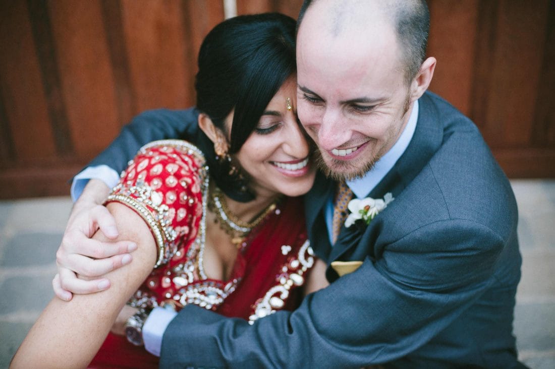 Fun couple with bride in Indian garb at Ramekins Wedding