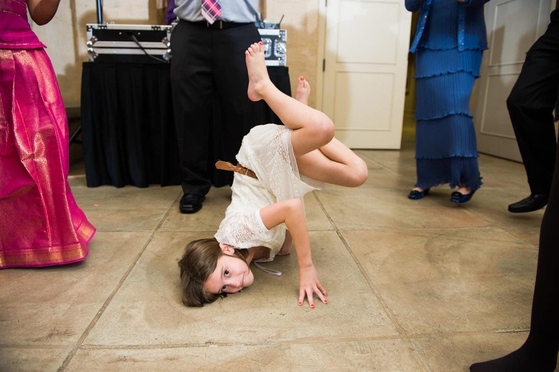 Fun kid dancing at Ramekins Culinary School Wedding