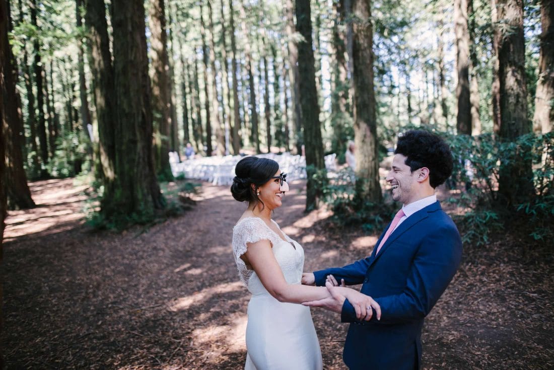 Super fun first look at Robert's Regional Park Wedding