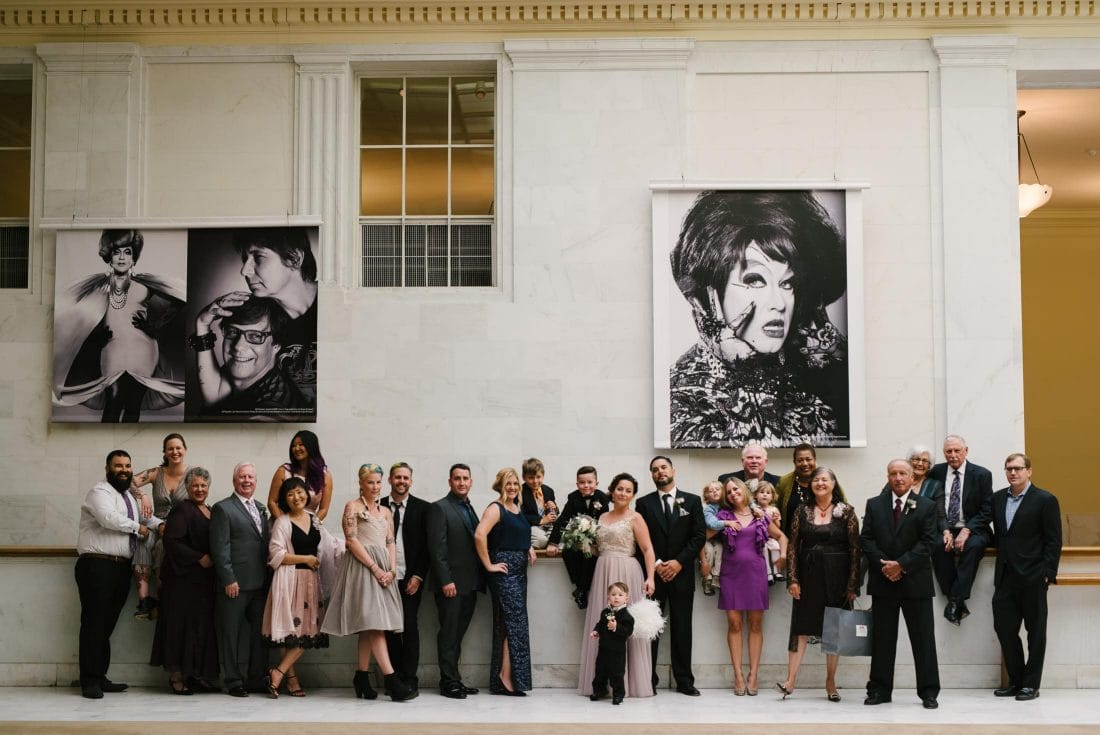 wedding attendants group portrait at san francisco city hall