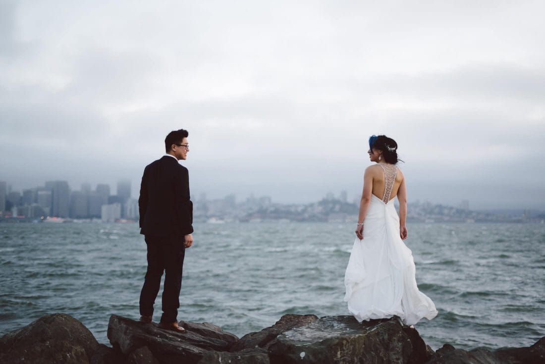 Wedding couple on treasure island