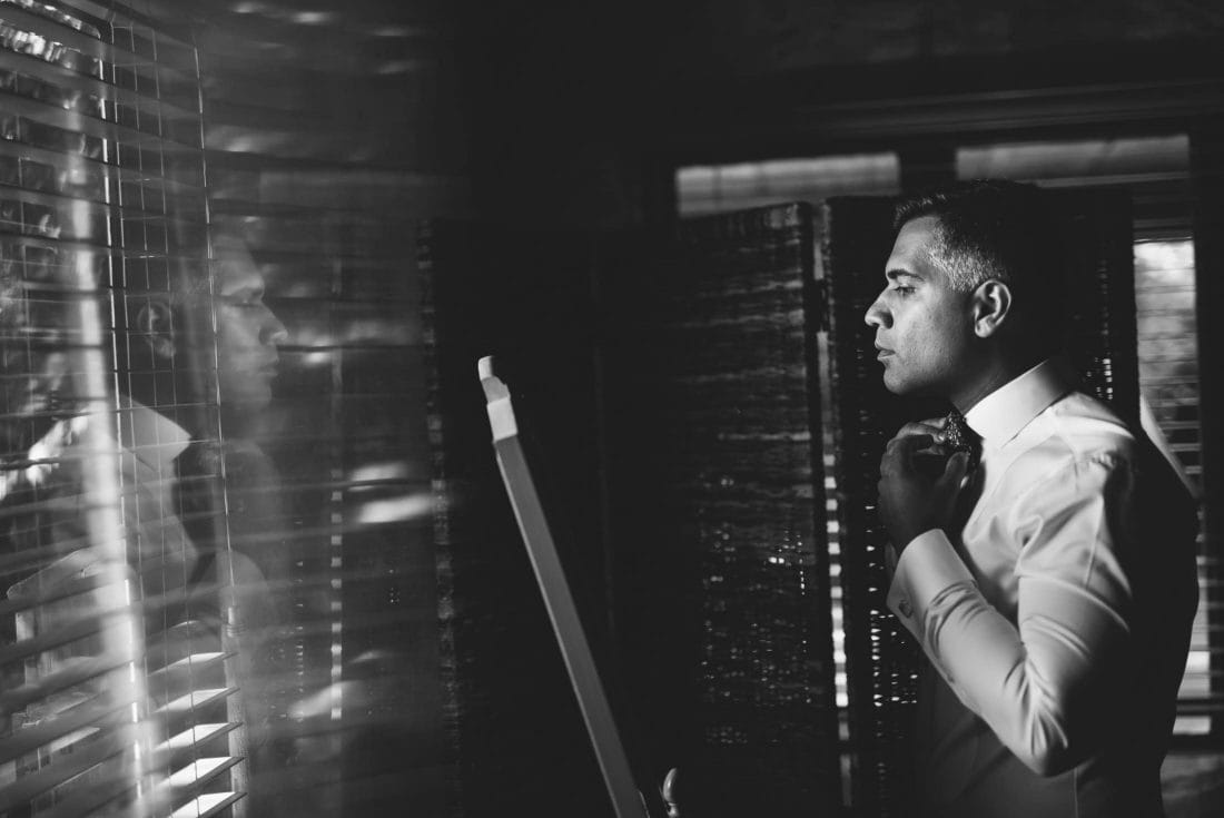Groom getting ready at the Holly Farm