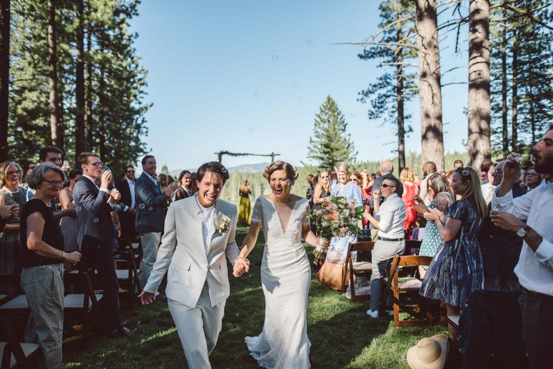 Brides after wedding ceremony in truckee