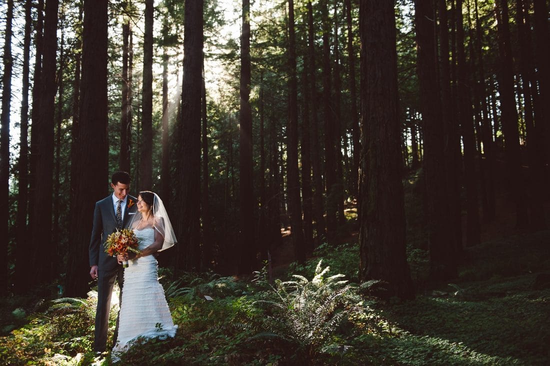 UC Botanical Gardens Redwood Grove Wedding Couple
